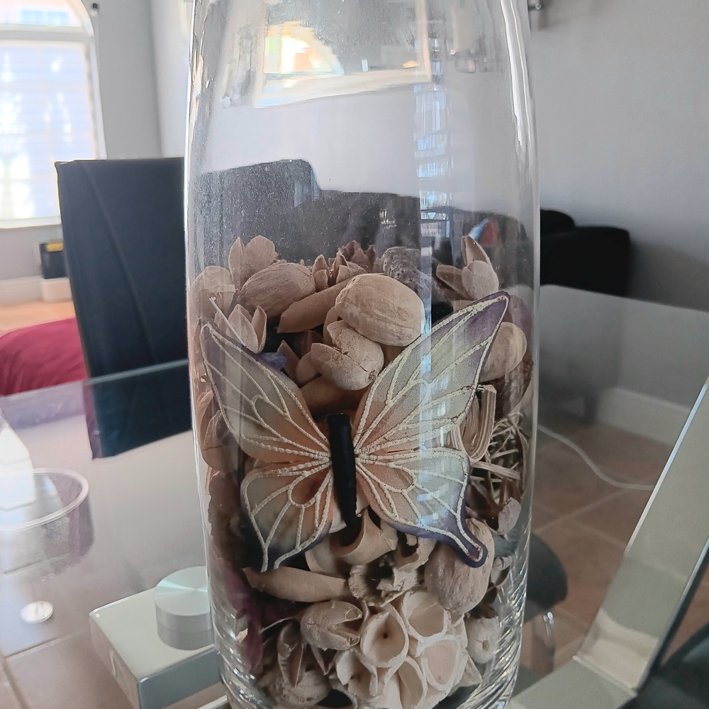 Gray and Brown Butterfly Accents Vase
